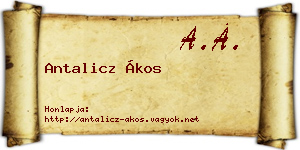 Antalicz Ákos névjegykártya